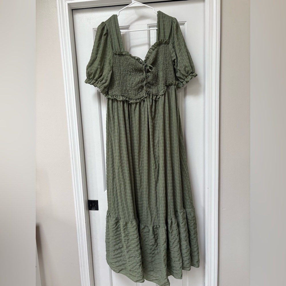 Green Smocked Maxi Dress